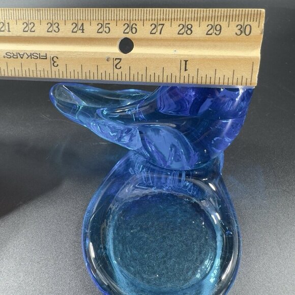 1990 Leo Ward Blue Bird Of Happiness Glass Bird Tea Light Holder UV Glow Votive - Picture 6 of 12